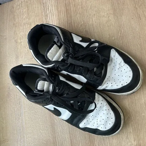 Nike Dunk Low Retro White Black Panda Lace-Up Sneakers Men's Size 8